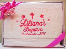 DAISIES & CROSS BAPTISM TOWEL